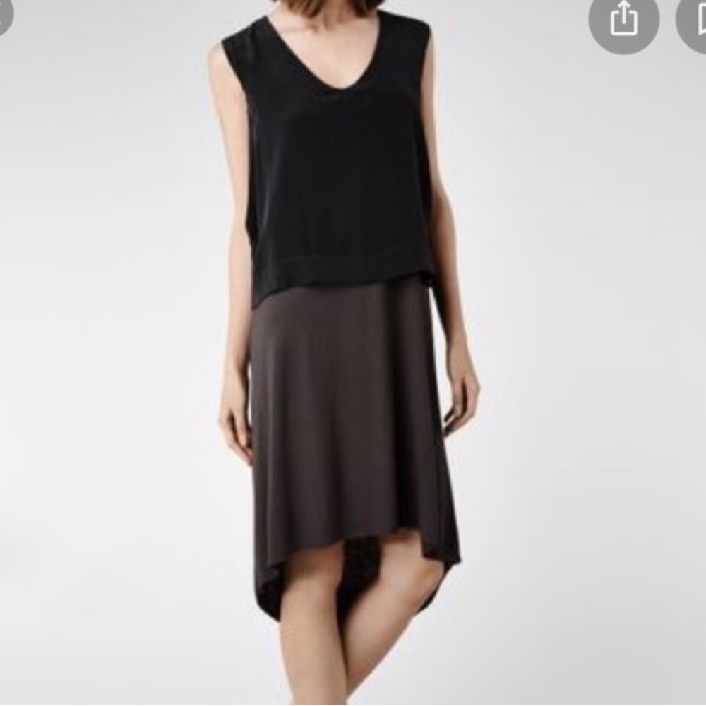 All Saints Black and Gray Sleeveless Dress